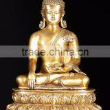 Antique Golden Life Size Thai Bronze Buddha Statue