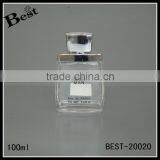 100ml China Fancy Clear French Square Glass Bottle Cosmetic Perfume Screen Printing Silver Aluminum Seal Bottle Glass thumbnail-1