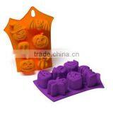 11003 6 Holes Halloween Pumpkin Shape Baking Silicon Cake Mould, thumbnail-2
