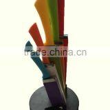 P45-059 6pc Stainless Steel Color Knife Set With Wooden Folding Block thumbnail-3