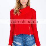 Winter Lady Zip Front Cowl Neck Sweater Knitting Pattern thumbnail-1