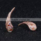 925 Sterling Silver High Polish Rhodium Plated Cubic Zirconia Wing Customized Earring thumbnail-6