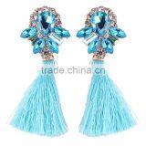 Bohemian Jewelry Rhinestone Gems With Long Colorful Tassel Charms Earrings for Women thumbnail-4