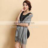 CX-B-P-41C Fur Decora Fashion Women Plain Cashmere Pashmina Scarfs thumbnail-2