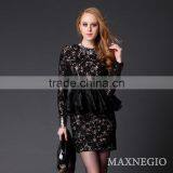 Hot Sale Above Knee Mini 3/4 Sleeve Hot Girl Sexy Club Black Lace Gold Sequin Sexy Prom Dress thumbnail-3