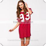 Hot Sale Street Style Letter Printed Short Sleeve Jersey T-Shirt Womens Fashion Longline Baseball Jersey T Shirt Dress thumbnail-1