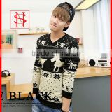2014 fashion mens knitted christmas deer jacquard sweater