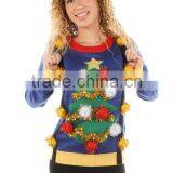 2016 Latest Design Women 's Christmas Tree Pullover Sweater With Suspenders thumbnail-2