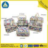Wholesale Rectangle Cotton Fabric PP Cord Covering Sewing Baskets With Handle & Pincushion & Removable Tray - Patchwork thumbnail-6