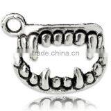 Antique Silver Halloween Vampire Fang Teeth Charms Pendants 17x12mm thumbnail-1