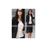 Cotton Lapel Collar Solid One Button Long Sleeve Slim Women Jackets thumbnail-3