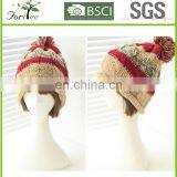 wholesale acrylic stripe pom knitted beanie hat