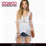 Sexy Low Round Collar Long Loose Ruffle Tank Top for Woman thumbnail-1