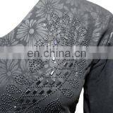 Designer Floral Printed Dubai Burkha With Black Diamond Stone Work / Casual Occasion Wear Abaya (dubai Abaya 2017) thumbnail-3