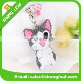 custom promotional cute cat shape soft pvc rubber keychain