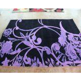 Black And Purple Floral Cut Pile Area Rug Carpet Wool Guangzhou Carpet thumbnail-3