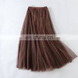 Hot Sales Autumn Women Retro Style Solid Color Skirts Ladies Big Hem Pleated Long Skirts Women's Skirts thumbnail-4