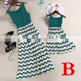 2019 New Summer Baby Girl Long Maxi Blue Red Chevron Mommy And Me Dresses (this Link for MOM) thumbnail-2
