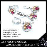 Pure Silver Material Jewelry Sets With Yellow/ruby Glass Stones Micro Paved Fashion Jewelry Sets for Women thumbnail-3