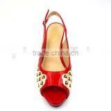 Latest Mix Color High Class Middle Heel Slingback Sandals With Net thumbnail-3