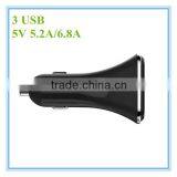 Hot Sale Oem White and Black Colorful Ring Blue Led 5v 5.2a 6.8a 3 Port Tablet Charger thumbnail-1