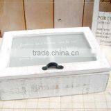 Shabby Chic 4 Grids Wooden Storage Box With Glasses