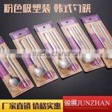 Newest paper pack stainless steel chopsticks and spoon sets with Korean style and low price