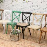 Dinning Wood Stackable Cross Back Chair thumbnail-2