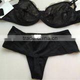 Black Net Yarn Embroidery Thin Bra thumbnail-2