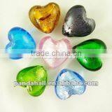 Handmade Silver Foil Glass Lampwork Beads, Vintage Beads, Jewelry Discount, Murano Heart Beads(SLH12MMY-1)