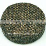 Woven Cloth Woven Beads, Acrylic With Cloth, Coffee, Flat Round, 33x11mm, Hole: 3mm.(WOVE-R003-14) thumbnail-1