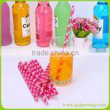 Rose Red White Dot Paper Straws