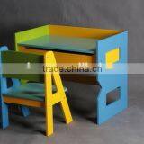 Home Wood Kids Furniture Wooden Children Study Table and Chair Set thumbnail-1