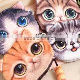 Lovely Cartoon 3D Big Eye Cat Zipper Plush Money Coin Bag With Tail