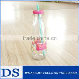 HIgh quality 100ml/200ml/250ml/500ml/1000ml glass milk bottle with decal and colorful lid and straw                        
                                                Quality Choice