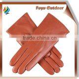Best XINJI Long Brown Winter Lambskin Plain Style Lined Women Sheepskin Lined Gloves