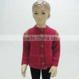 TYRE040 Kids Red Cardigan Scarf Collar Thick Type Long Sleeve Cloths