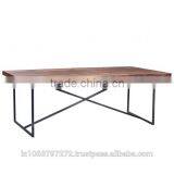 Dining Table Black Finish W/ Reclaimed Wood thumbnail-1