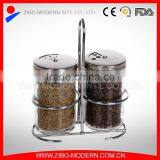 2pc Clear Glass Spice Jar Set With Chrome Stand