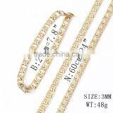 18k Gold Plated Stainless Steel 3mm Wide Small Body Chain Necklace and Bracelet Sets for Men thumbnail-4