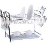 2 Tier Kitchen Chrome Dish Rack With Plastic