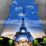 Vivid Eiffel Tower Design Wholesale Price Bedding Set With 3D Reactive Printed