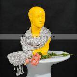 Fashion Fiberglass Yellow Female Mannequin Head For Scarf Display thumbnail-6