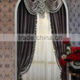 European Classical Solid Beige Velvet Wedding Door Window Curtain, Ready Made Valance Arched Door Curtain thumbnail-4