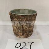 Vintage Antique Aged Look Multi-functional Metal Flower Pots Planter With Tree Bark thumbnail-4