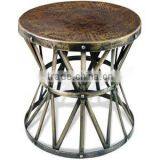 Hammered Black Metal Stool thumbnail-3