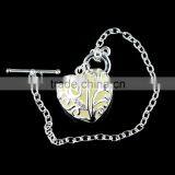 Glowing Bracelet Silver Glow in Dark Heart Pendant Luminous Bracelet thumbnail-1