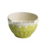 4.7" Green Color Stoneware Embossed Ice Cream Bowl thumbnail-1
