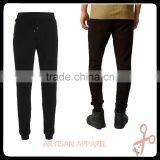 OEM fashion Black Gold Zip Skinny Joggers for men 100% cotton men jogging pants with side pockets zip closing wholesale