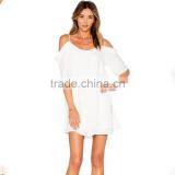 Zm50233b 2017 Spring and Summer Hot Sell Ladies Clothes Chiffon off Shoulder Short Sleeve Slip Dresses thumbnail-4